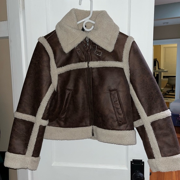H&M Jackets & Coats Hm Cropped Sherpa Jacket Poshmark